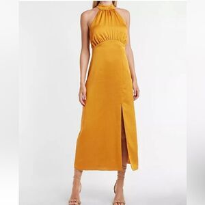 Express Gold Halter Maxi Dress